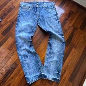 True Religion Section Straight Blue Acid Wash Denim Jeans Mens size 40